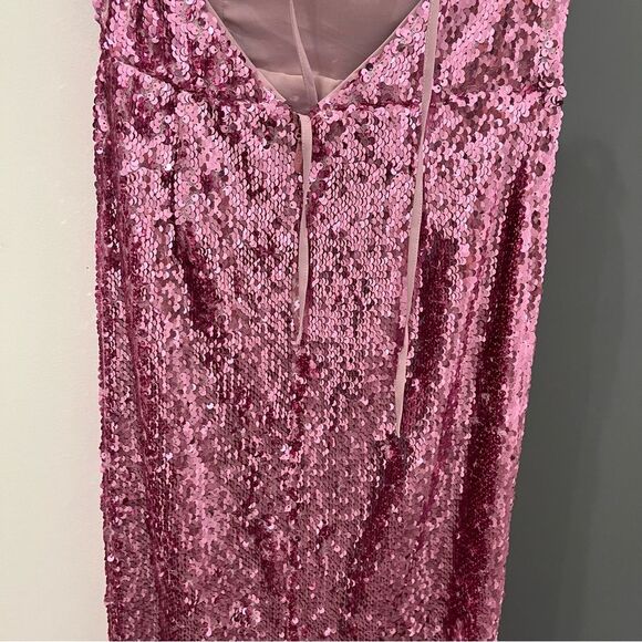 Lovers and Friends Maxi Dress Pink Sequin Lilium Gown Rosette Floral size XS - Picture 10 of 12